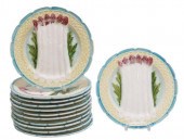 (12) FRENCH MAJOLICA ASPARAGUS