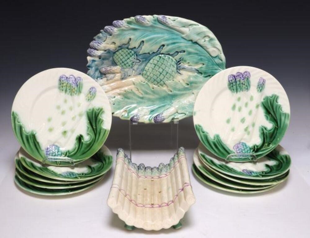 (12) FRENCH MAJOLICA  ASPARAGUS