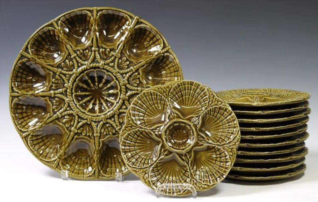 (12) FRENCH SARREGUEMINES FAIENCE
