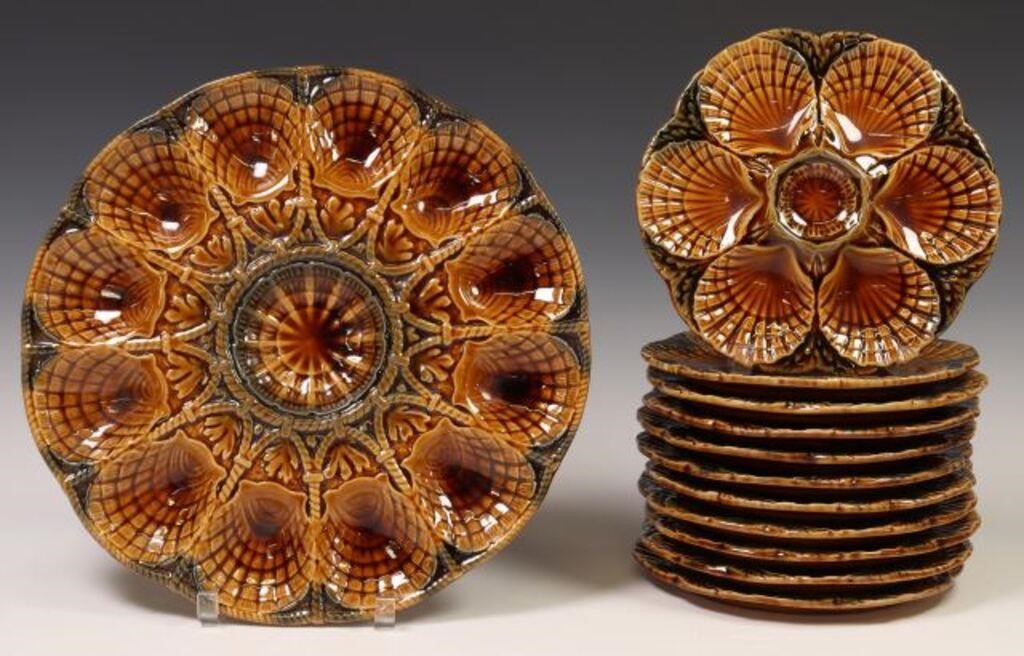 (12) FRENCH SARREGUEMINES FAIENCE