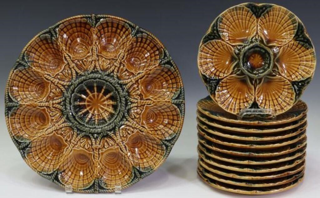 (12) FRENCH SARREGUEMINES FAIENCE