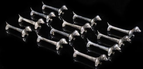 (12) FRENCH SILVERPLATE DACHSHUND