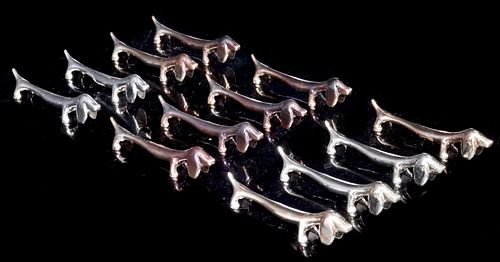 (12) FRENCH SILVERPLATE DACHSHUND