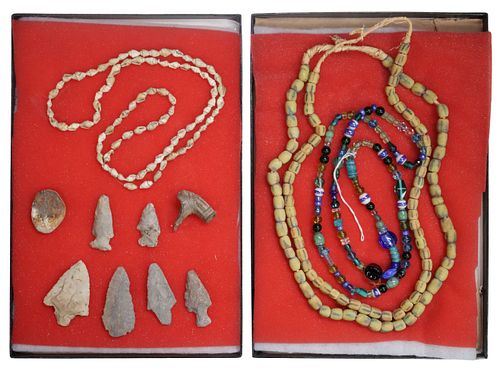 (12) GLASS &AMP; SHELL TRADE BEAD