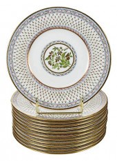 12 HAND PAINTED CAULDON PLATES