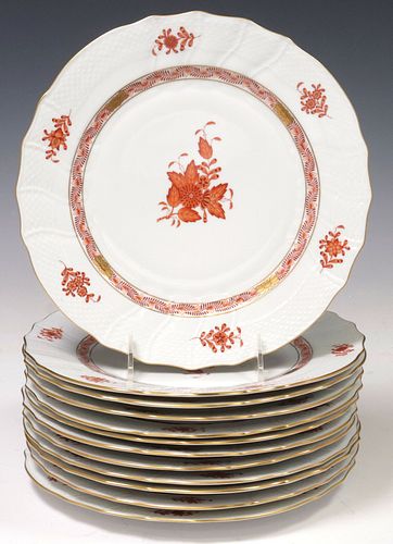 (12) HEREND CHINESE BOUQUET RUST