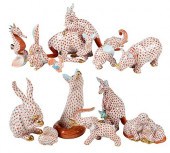 12 HEREND PORCELAIN ANIMALSHun
