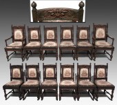 12 HORNER ERA CARVED OAK DININ
