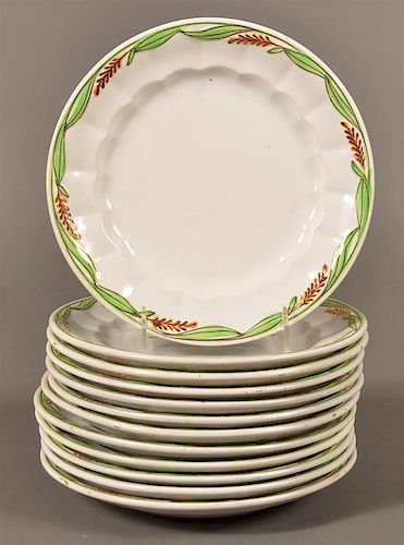 12 IRONSTONE CHINA GREEN WHEAT