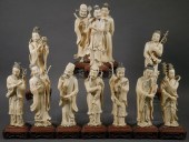 12 IVORY STATUES, ANTIQUE SIGN