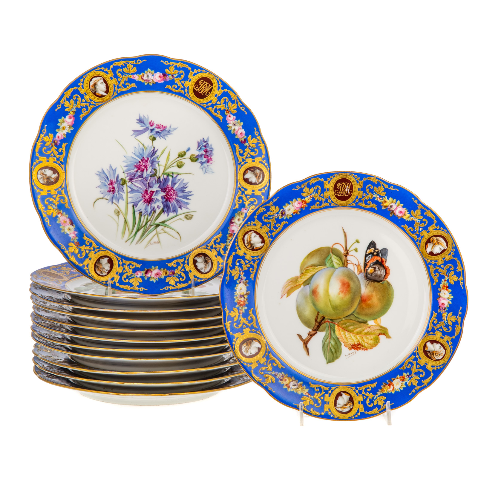 12 LIMOGES CHINA FRUIT /FLORAL