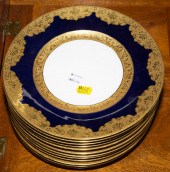 12 LIMOGES COBALT & GILT SERVI