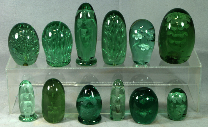 12 medium aqua colored handblown