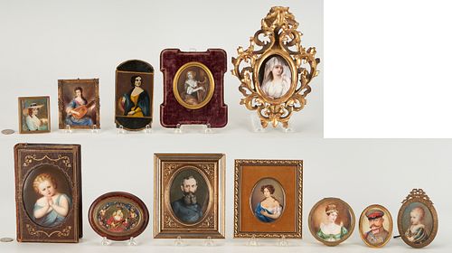 12 MINIATURE PORTRAIT ITEMS,