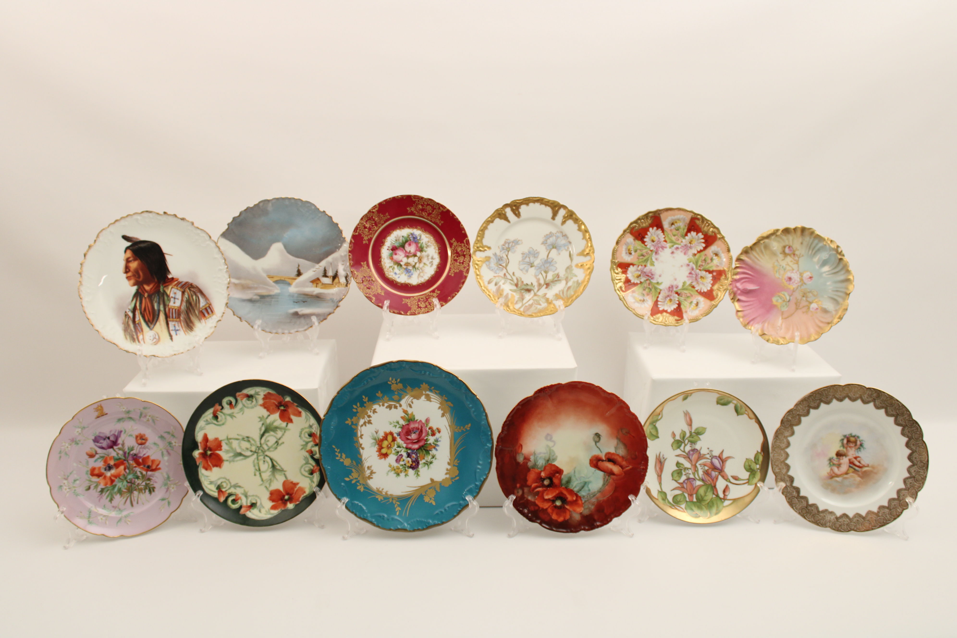 12 MISC. HAND PAINTED FRENCH