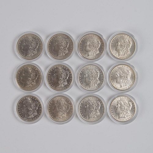 12 MORGAN SILVER DOLLARS 1896-1900A