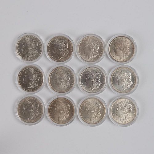 12 MORGAN SILVER DOLLARS 1901-1921A