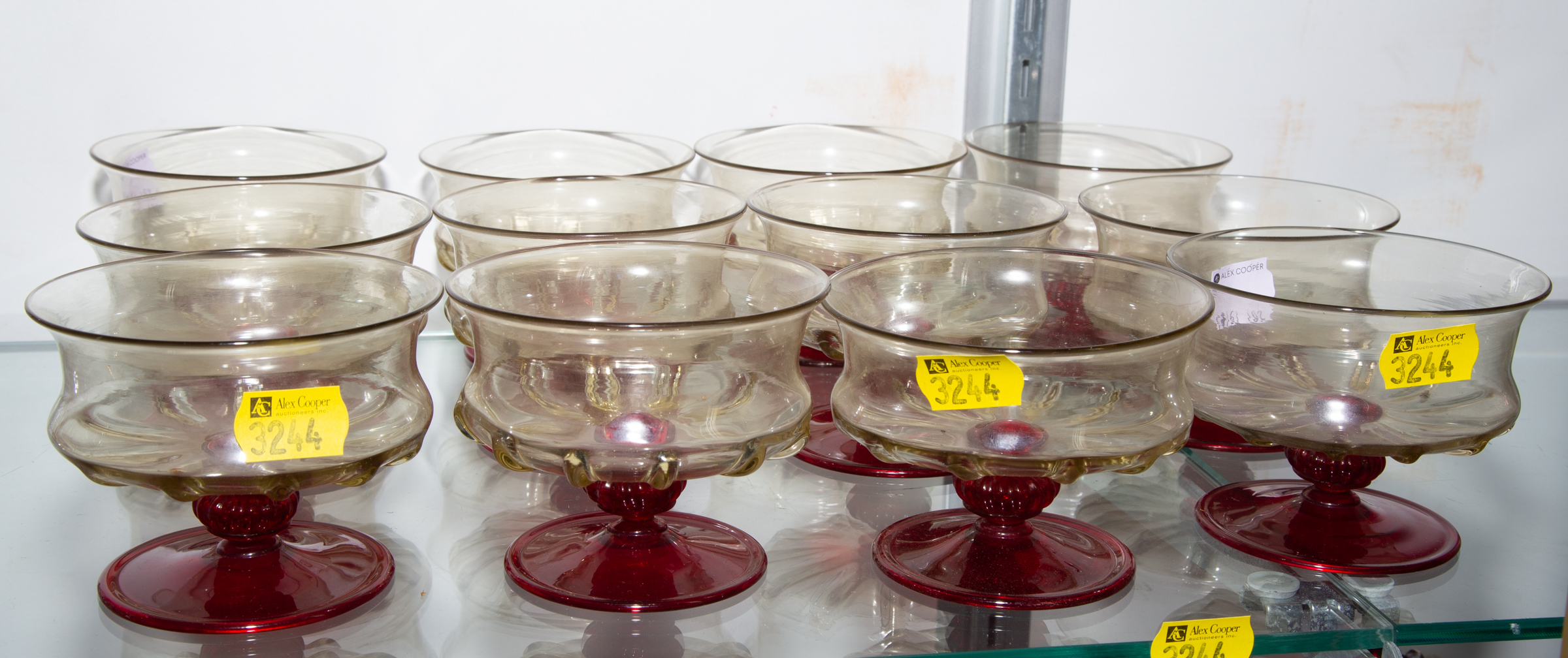 12 MOSER STYLE BLOWN GLASS SHERBETS