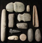 (12) PALEOLITHIC STONE TOOLS -