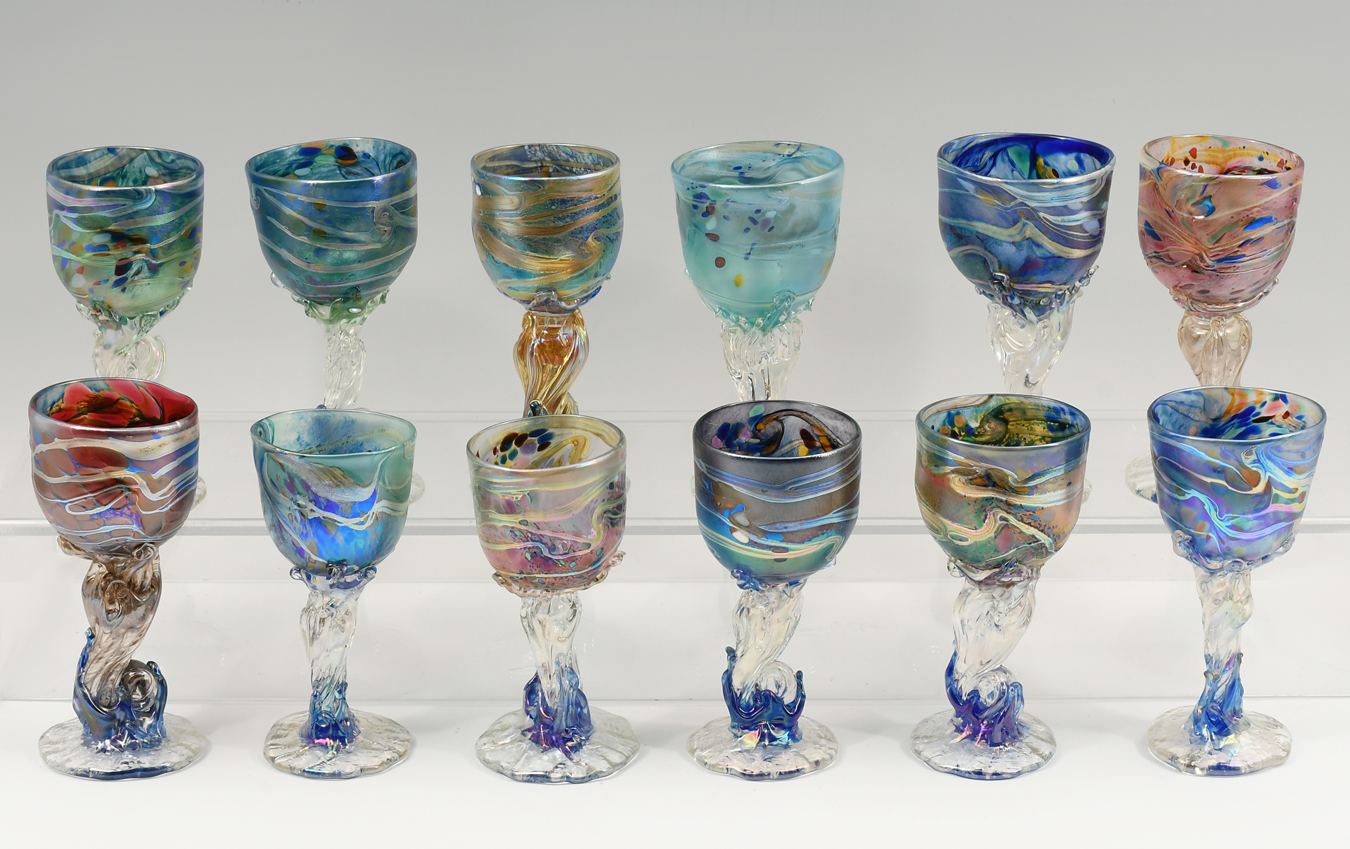 12 PC. AUSTRALIAN ART GLASS WATER
