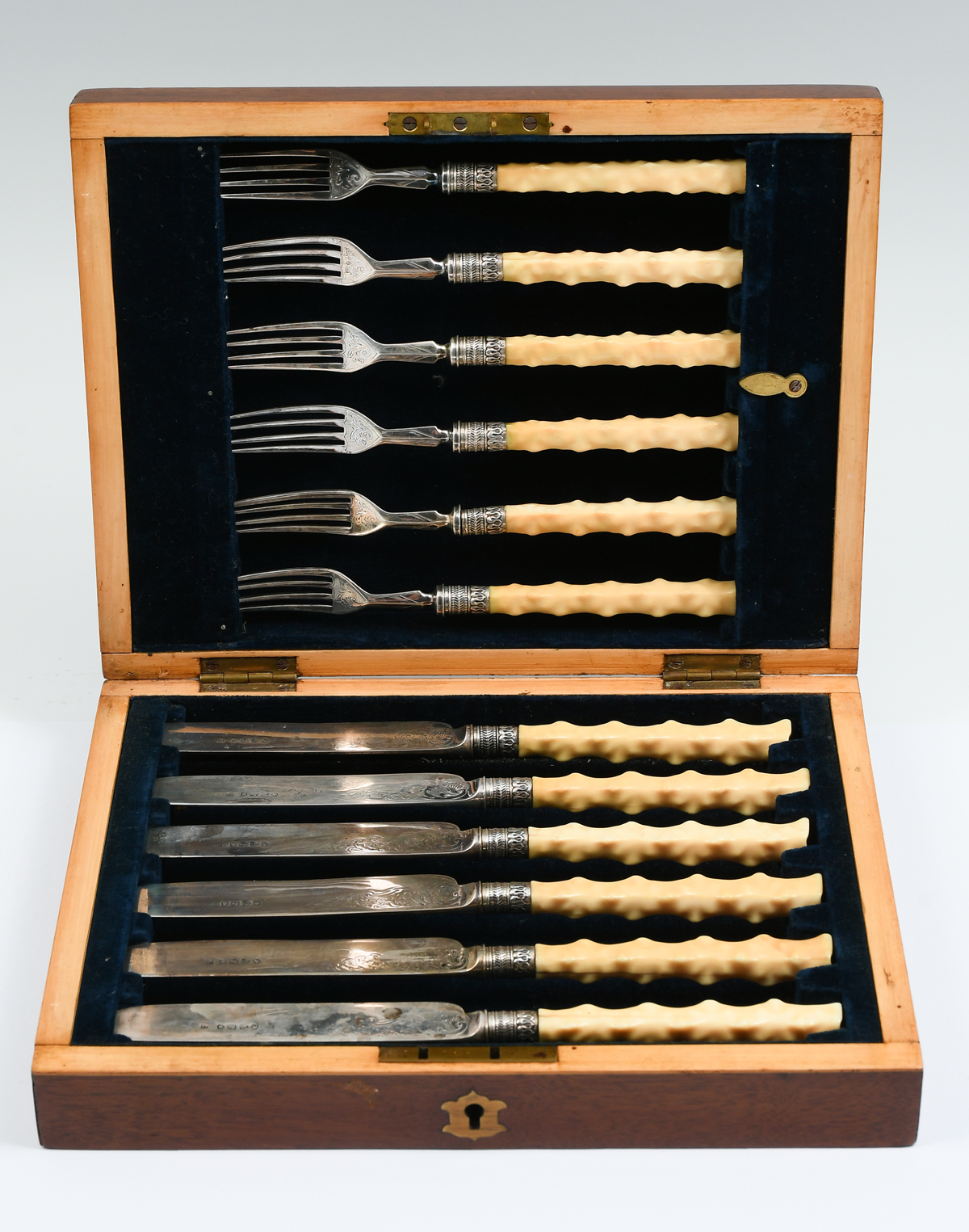 12 PC. ENGLISH SILVER & IVORY