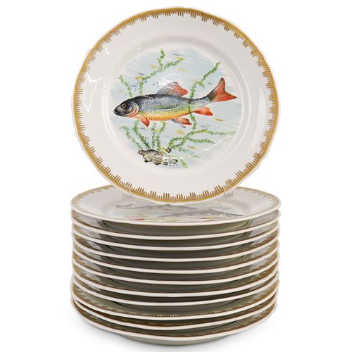(12 PC) FRENCH PORCELAIN PAINTED