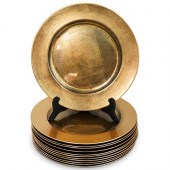 (12 PC) LACQUERED GOLD RIM CHA