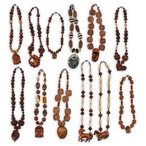 (12 PC) PAULETTE CARVED WOOD,