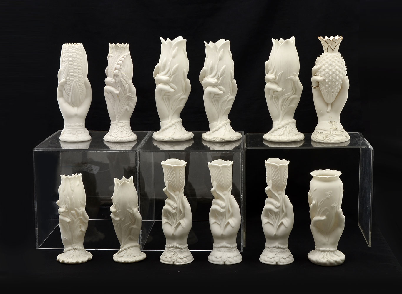 12 PC. PORCELAIN HAND VASES