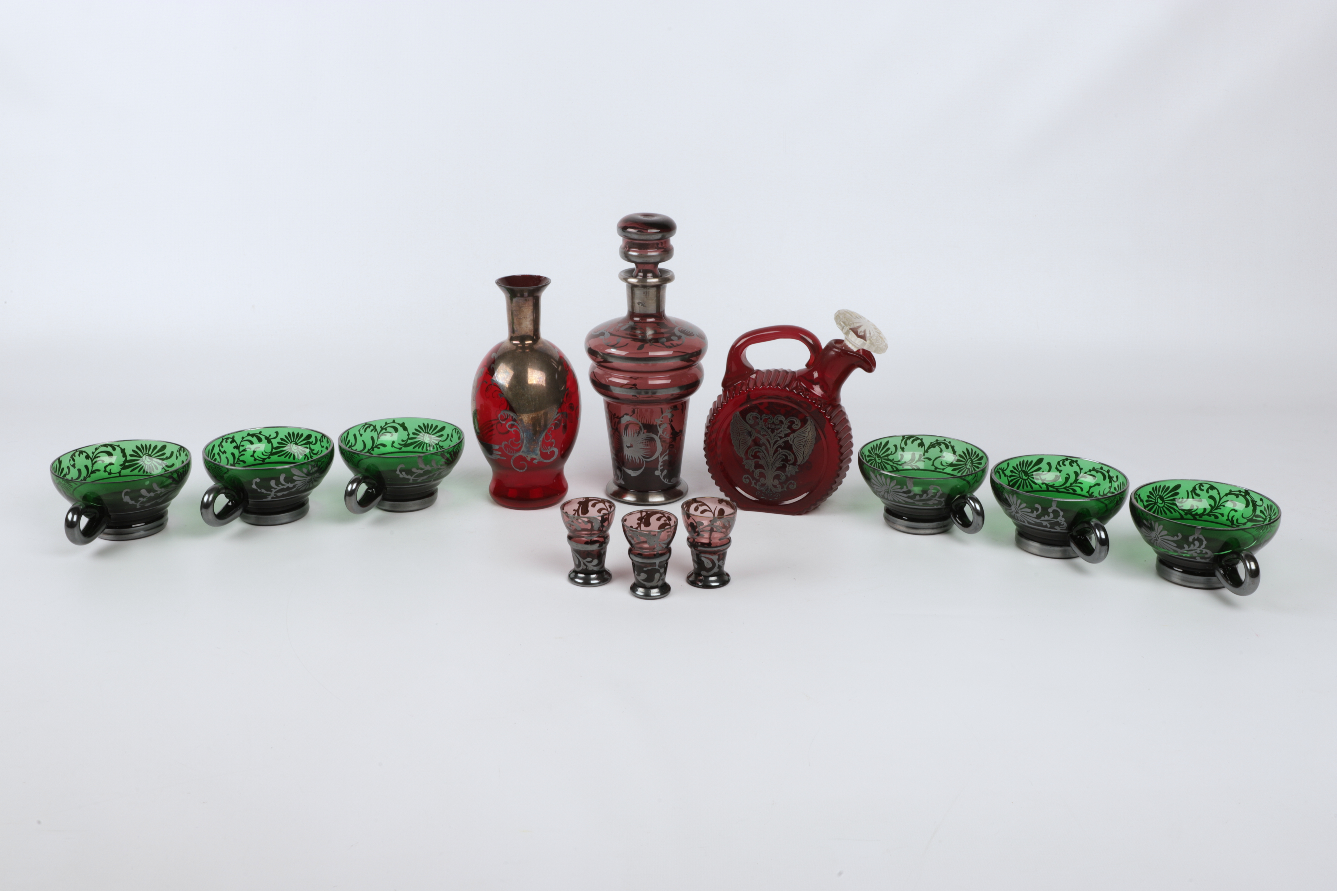 (12) Pcs colored glass with