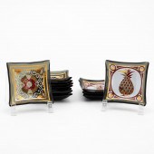 12 PCS GILT & PAINTED GLASS TR