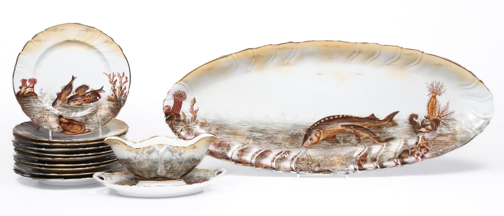 12-Piece Austrian porcelain fish