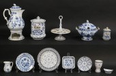 12 PIECES BLUE FLUTED & BLUE O