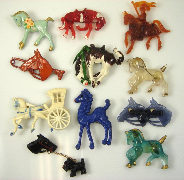 12 plastic costume jewelry horse
