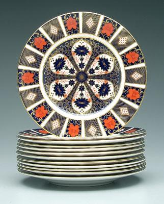 12 Royal Crown Derby plates: iron