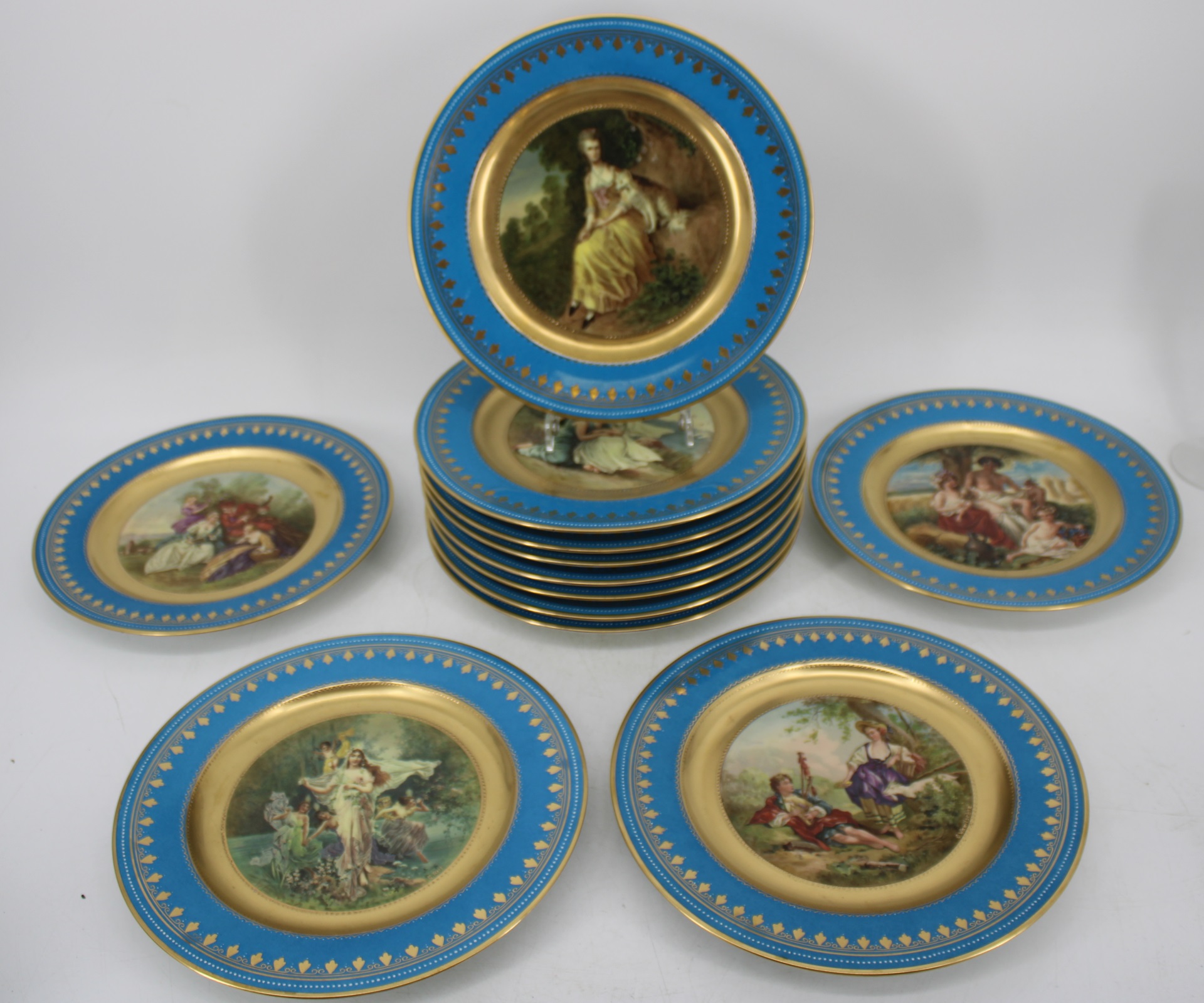 12 ROYAL VIENNA PORCELAIN GILT &