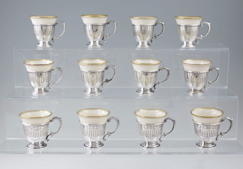 12 STERLING DEMITASSE HOLDERS