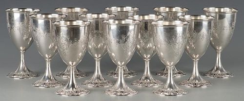 12 STERLING SILVER GOBLETS,