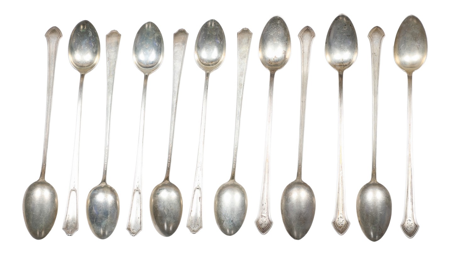 (12) Sterling silver iced tea