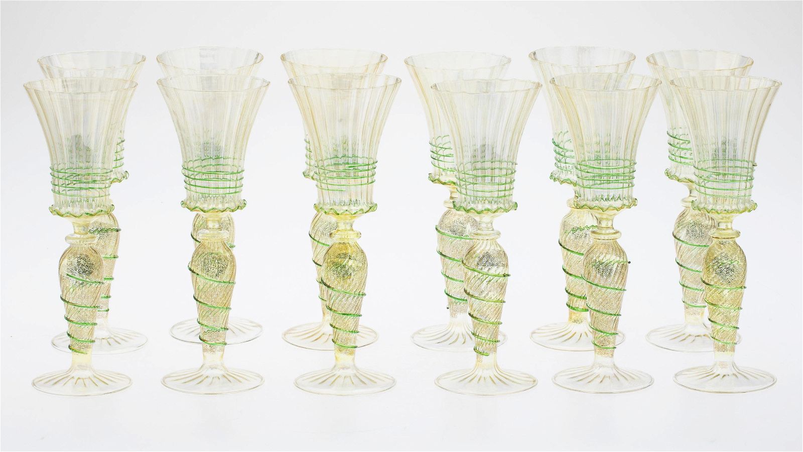 12 VENETIAN GLASS WINE GLASSES12