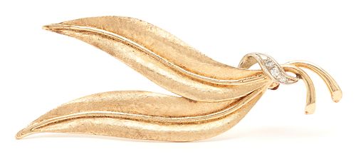 12K GOLD & DIAMOND LEAF