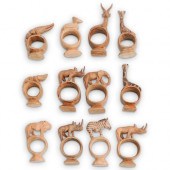 (12PC) AFRICAN CARVED WOOD ANI