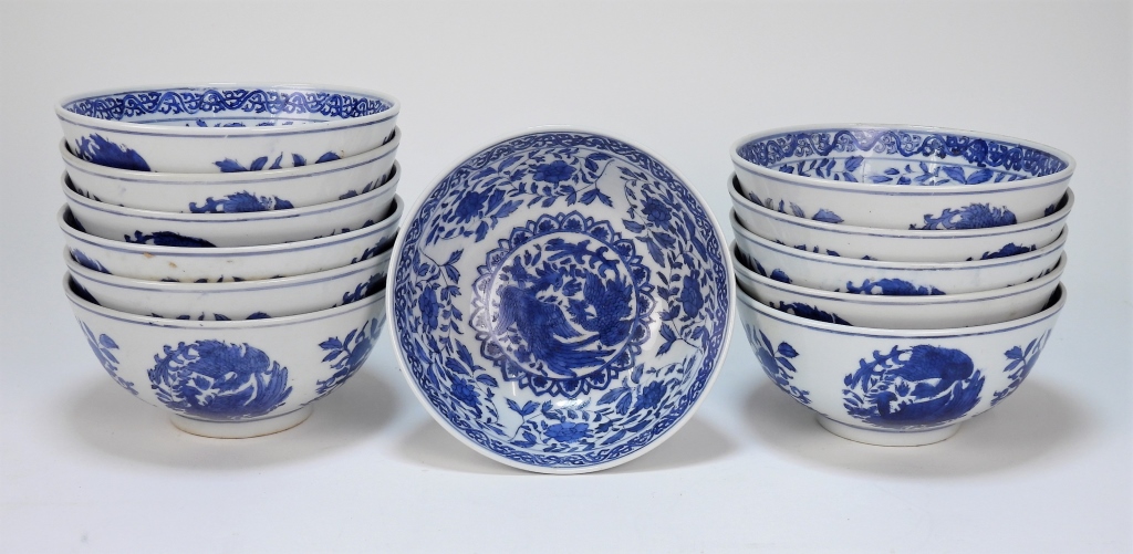 12PC CHINESE EXPORT BLUE & WHITE