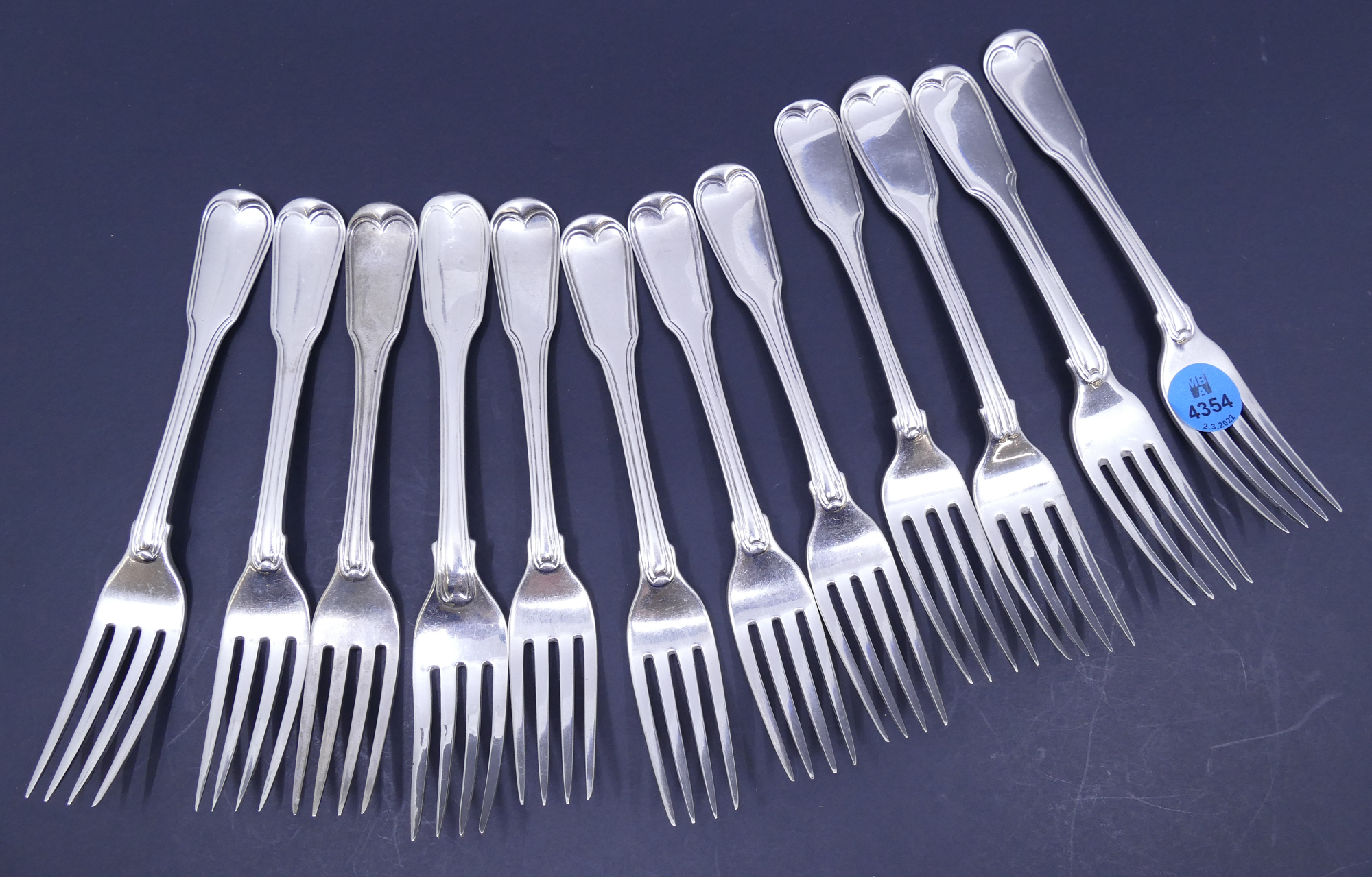 12pc English Georgian Silver Fiddle