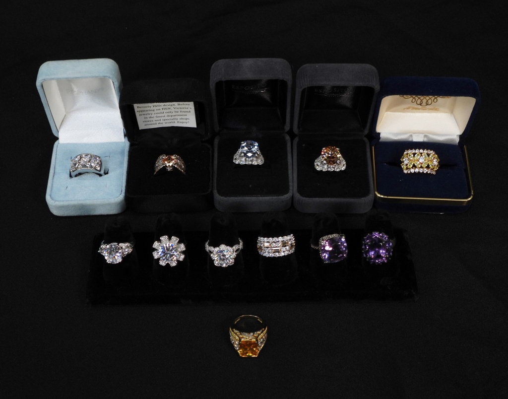 12PC ESTATE STERLING SILVER RINGS