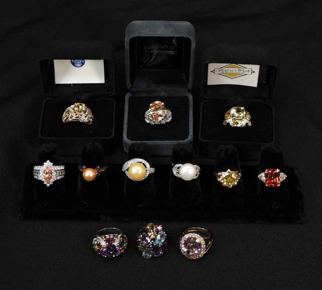 12PC ESTATE STERLING SILVER RINGS