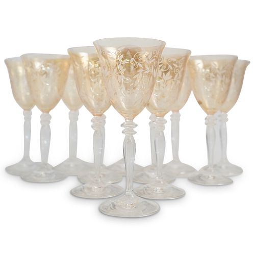 (12PC) ETCHED IRIDESCENT STEMWARE