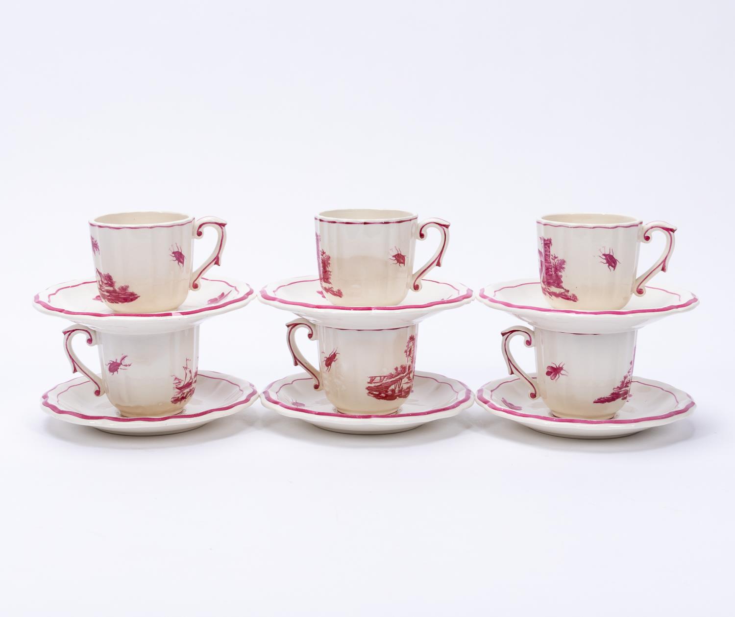 12PC GIEN FRENCH PASTORAL SCENE