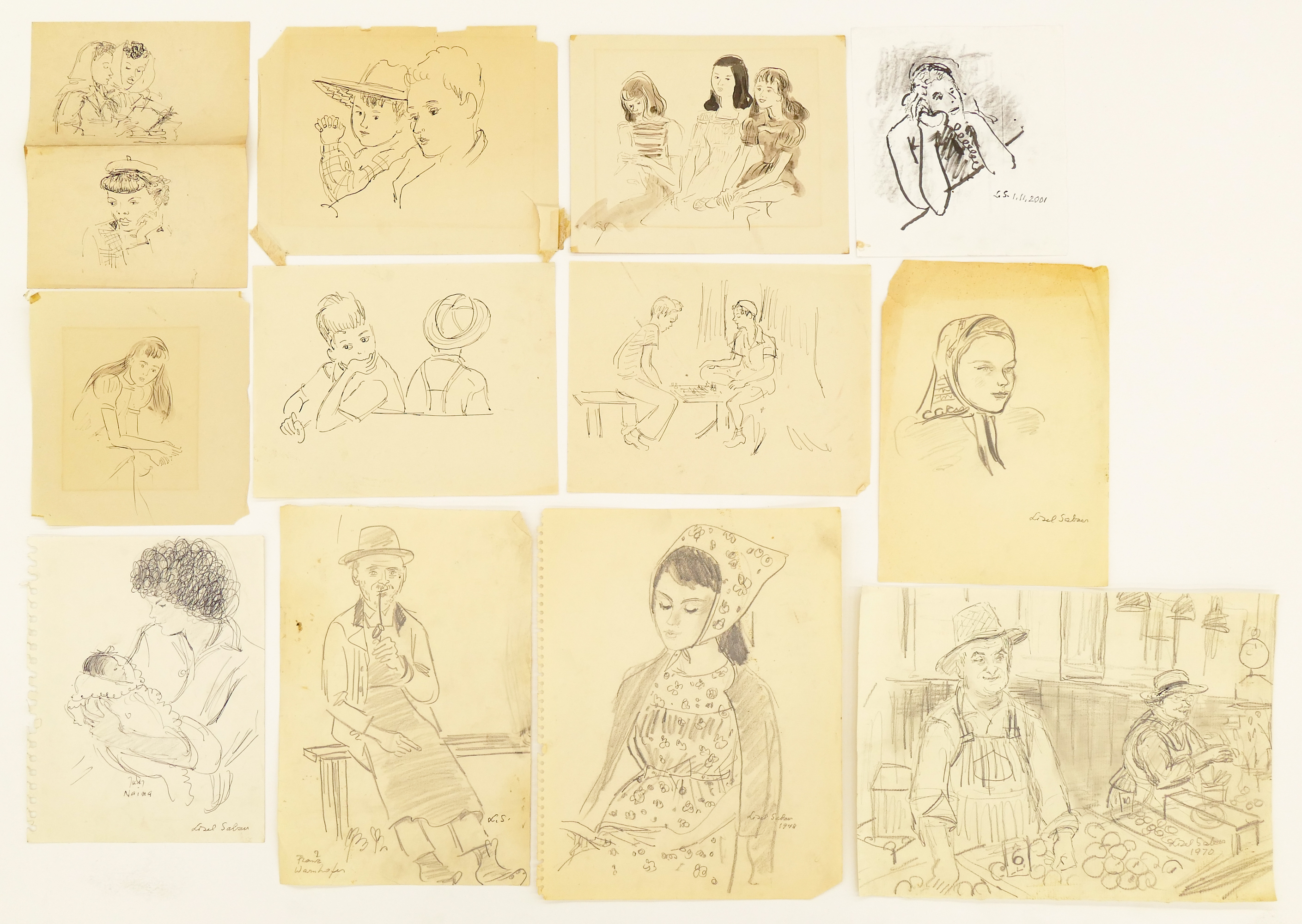 12pc Lisel Salzer Figure Drawings
