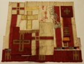 12PC. MAROON GOLD SILK VESTMEN